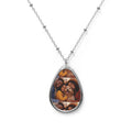 Personalized Photo Necklace — Custom Oval Engraved Teardrop Pendant