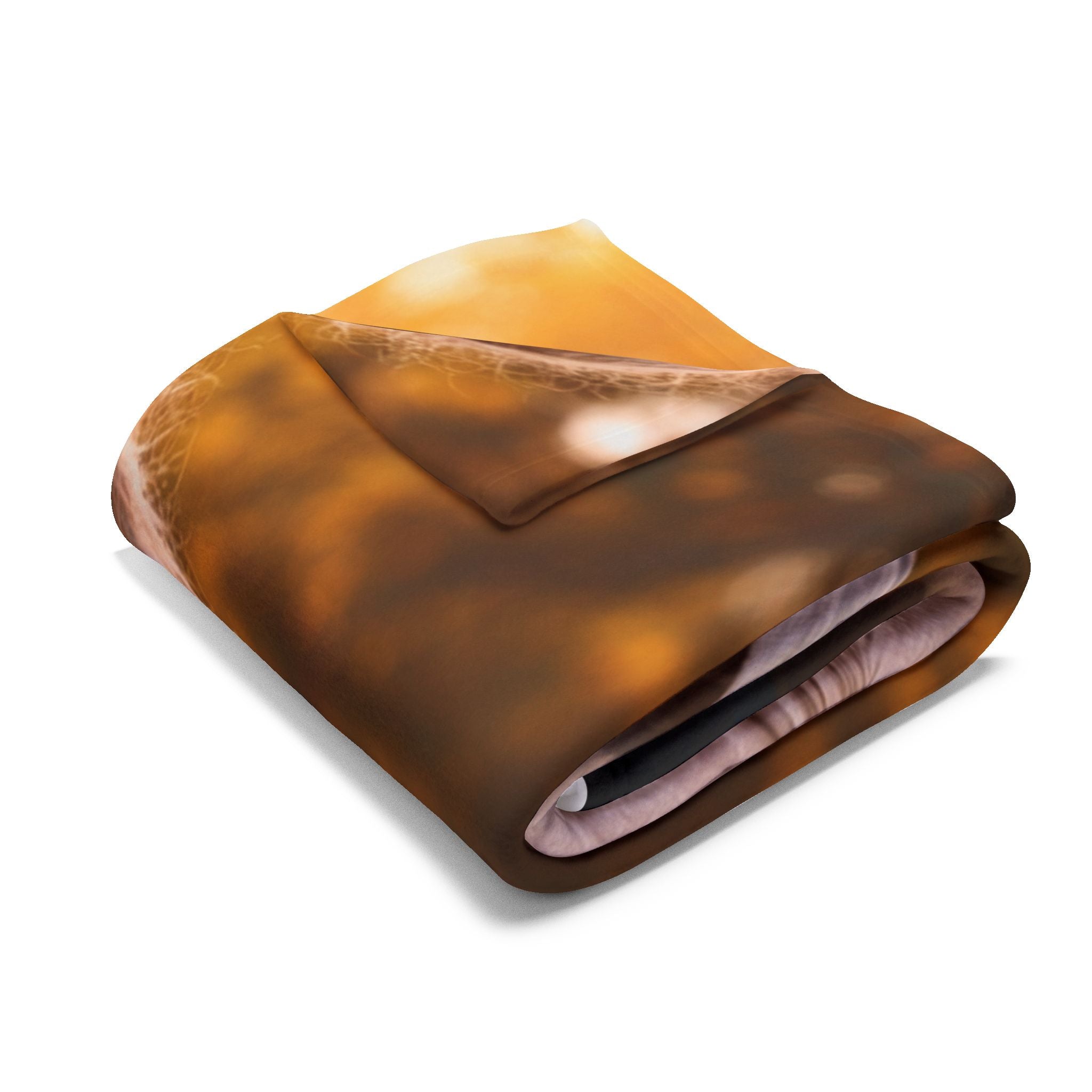Folded brown blanket on a white background