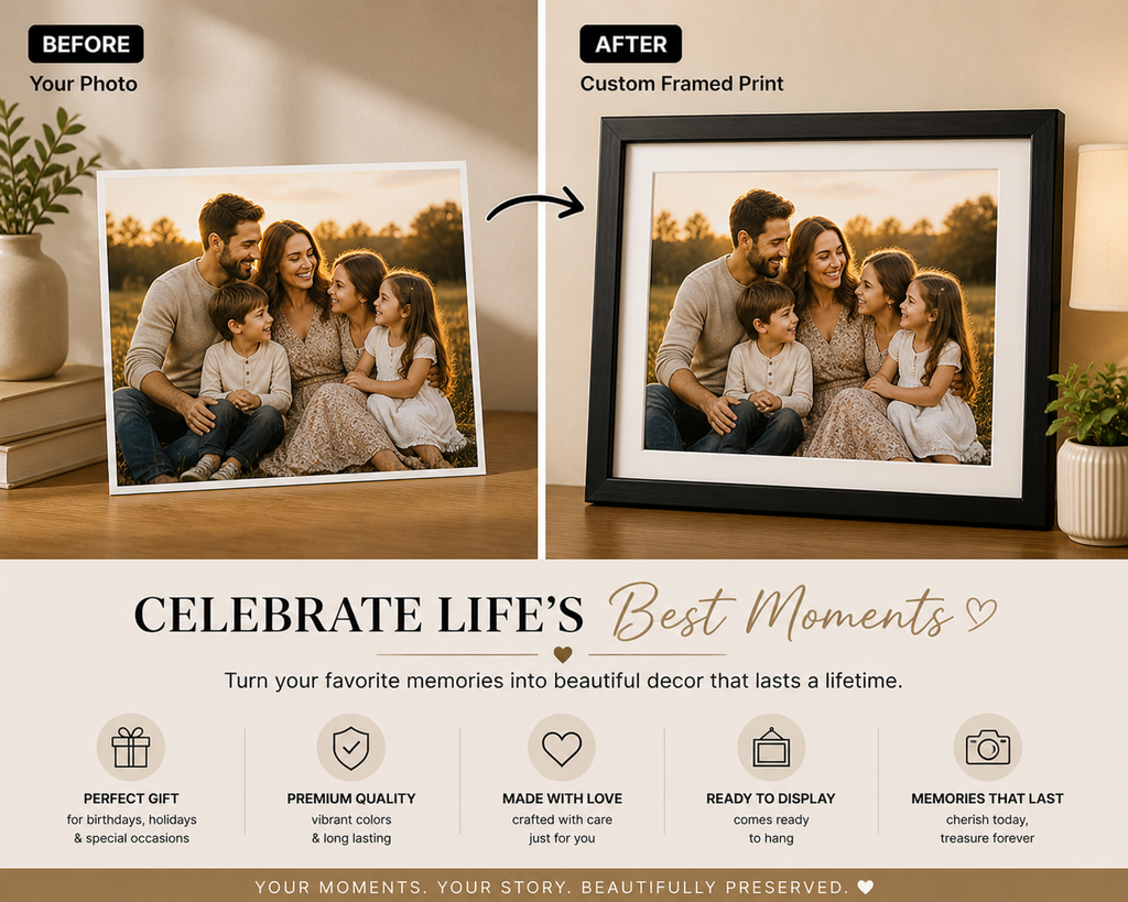 Custom Photo Poster – Black Frame, Personalized Wall Art