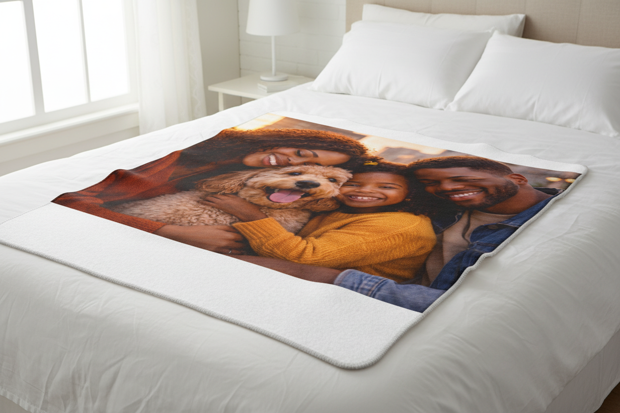 Blanket folded on bed