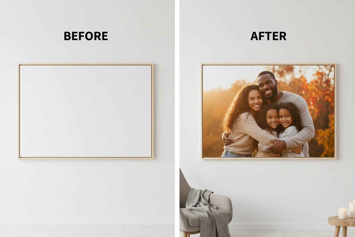 Canvas Print Wall Scene Before & After