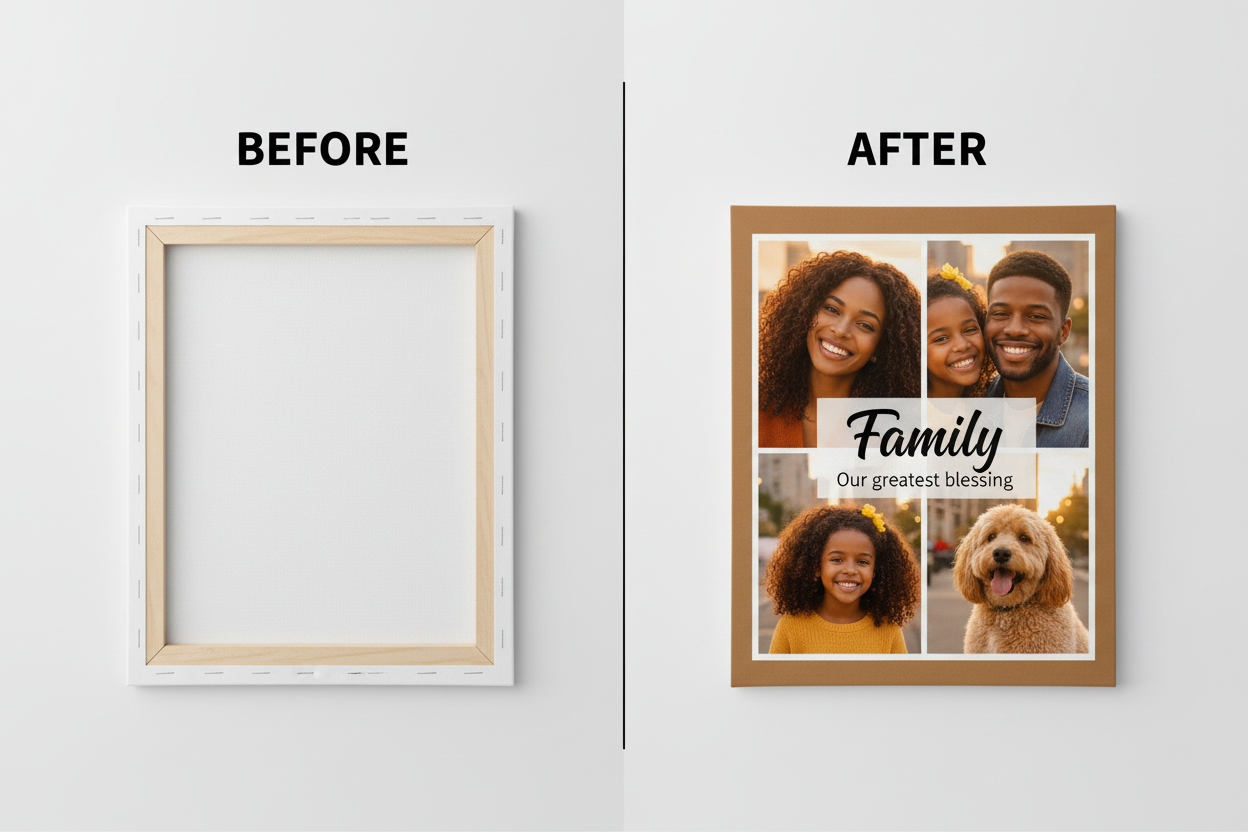 Custom Photo Canvas Print Before & After